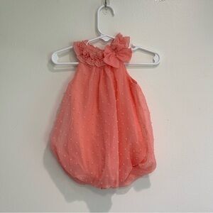 Baby Essentials Swiss dot bubble romper 6 months peach coral
